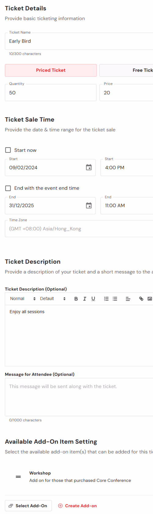 Sell Tickets screenshot