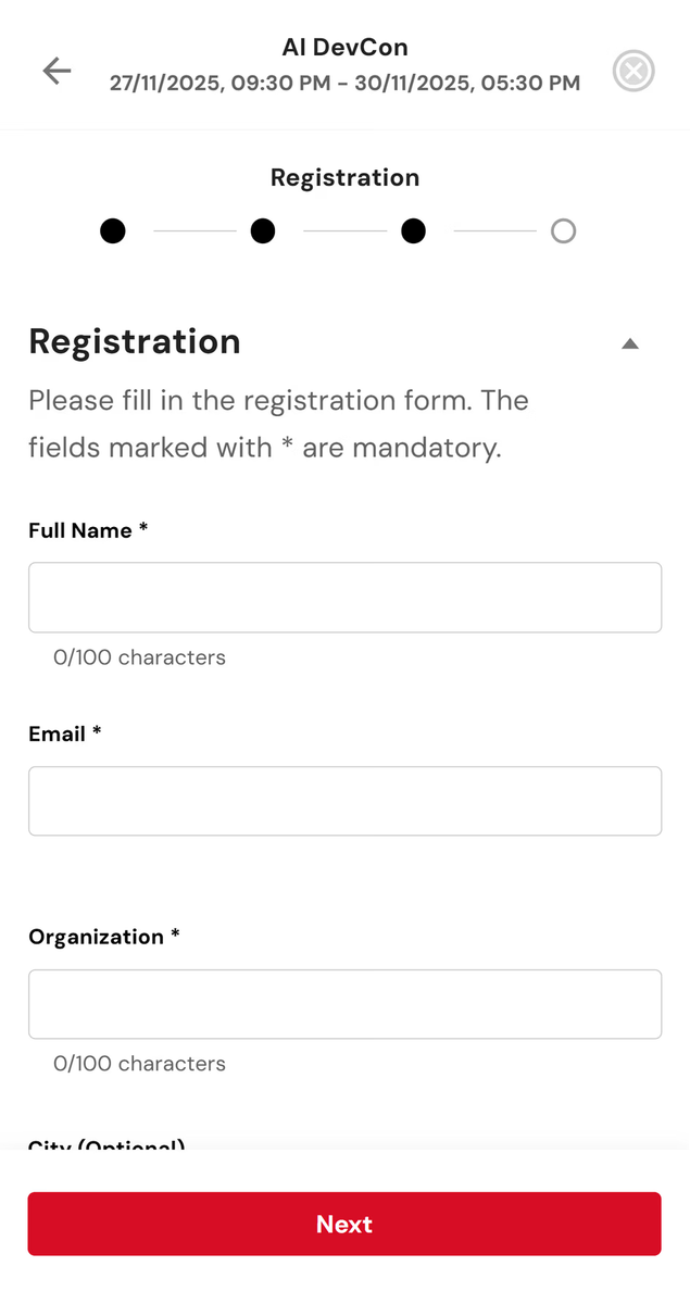 Online Registration screenshot