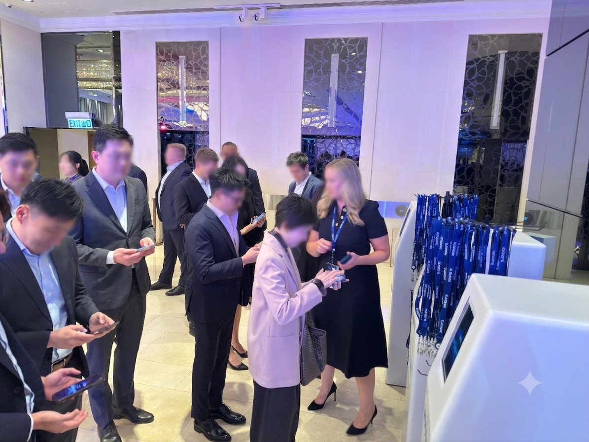 Self check-in kiosk at Moody's event